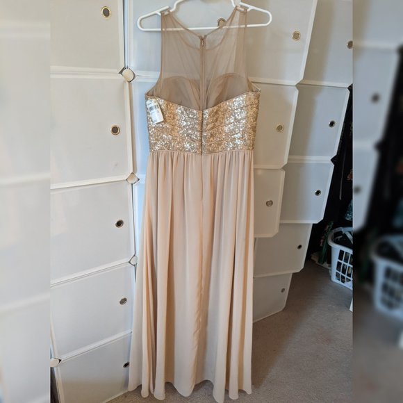 Aidan Mattox Champagne Sequin Gown - Picture 2 of 2